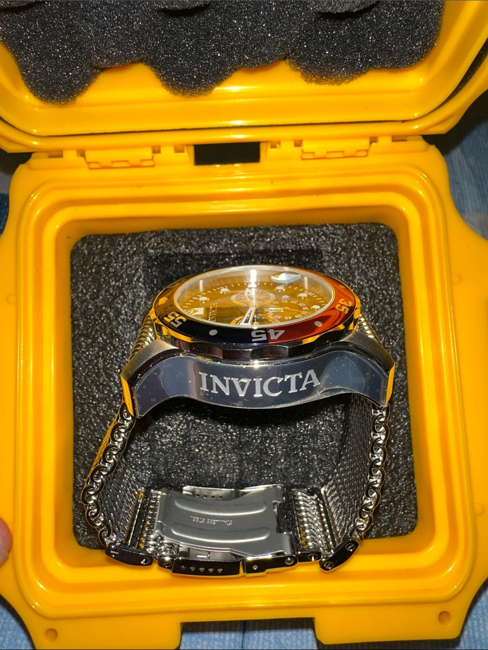 Invicta Pro Diver Black Dial Chronograph Watch with Red and Blue Bezel 52mm. - Picture 2 of 6